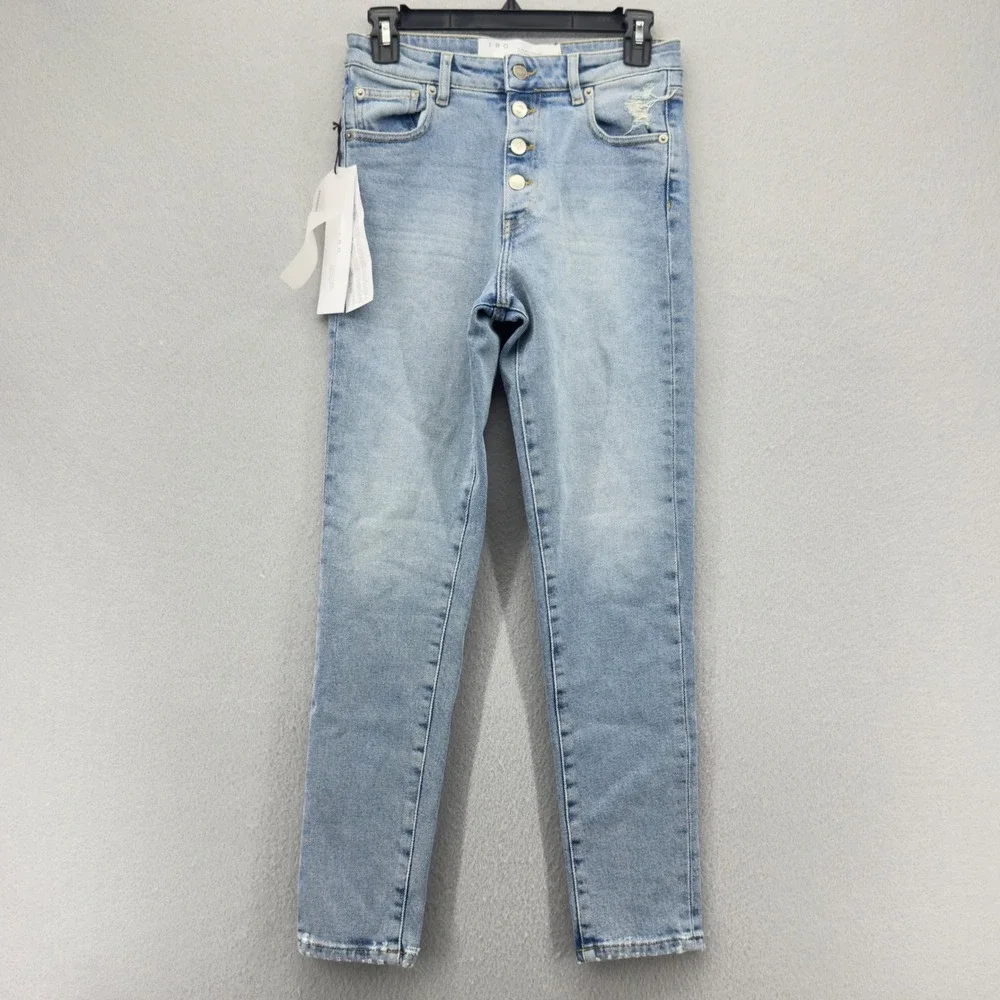 IRO Paris Gaety-19S Slim High Rise Button Fly Light Wash Denim Jeans Size 27 NWT
